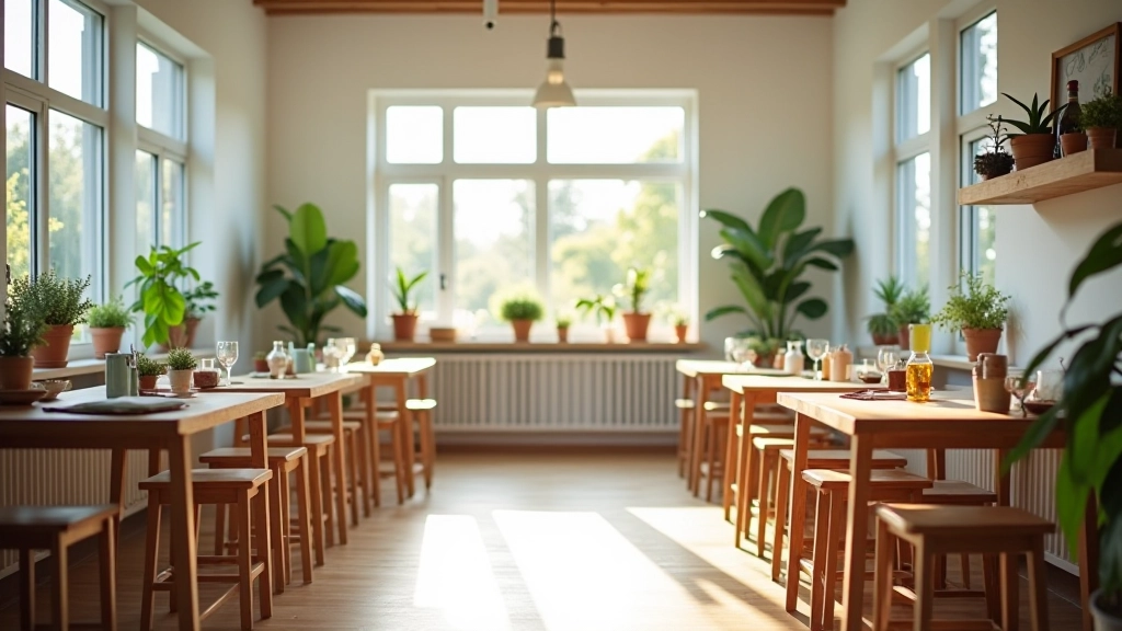 Creative workshop studio space with bright lighting and craft materials